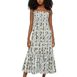 Tory Burch Printed Tie-Shoulder Floral Print Dress Sz S